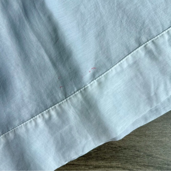 Kenneth Cole White Linen-Blend Lace-trimmed V-Neck Cap Sleeve Blouse - Picture 7 of 11